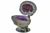 Agate & Amethyst Jewelry Box Geode With Metal Stand #171837-2